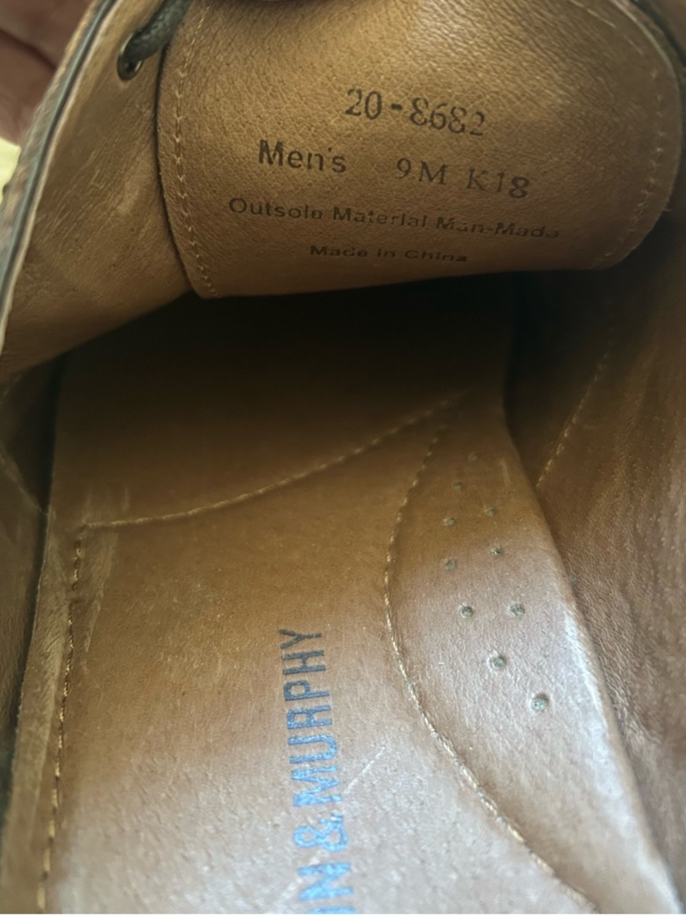 Johnston & Murphy Shoes Men’s Brown Cognac Wingtip Oxfords Leather Size 9 Men’s - Picture 7 of 11